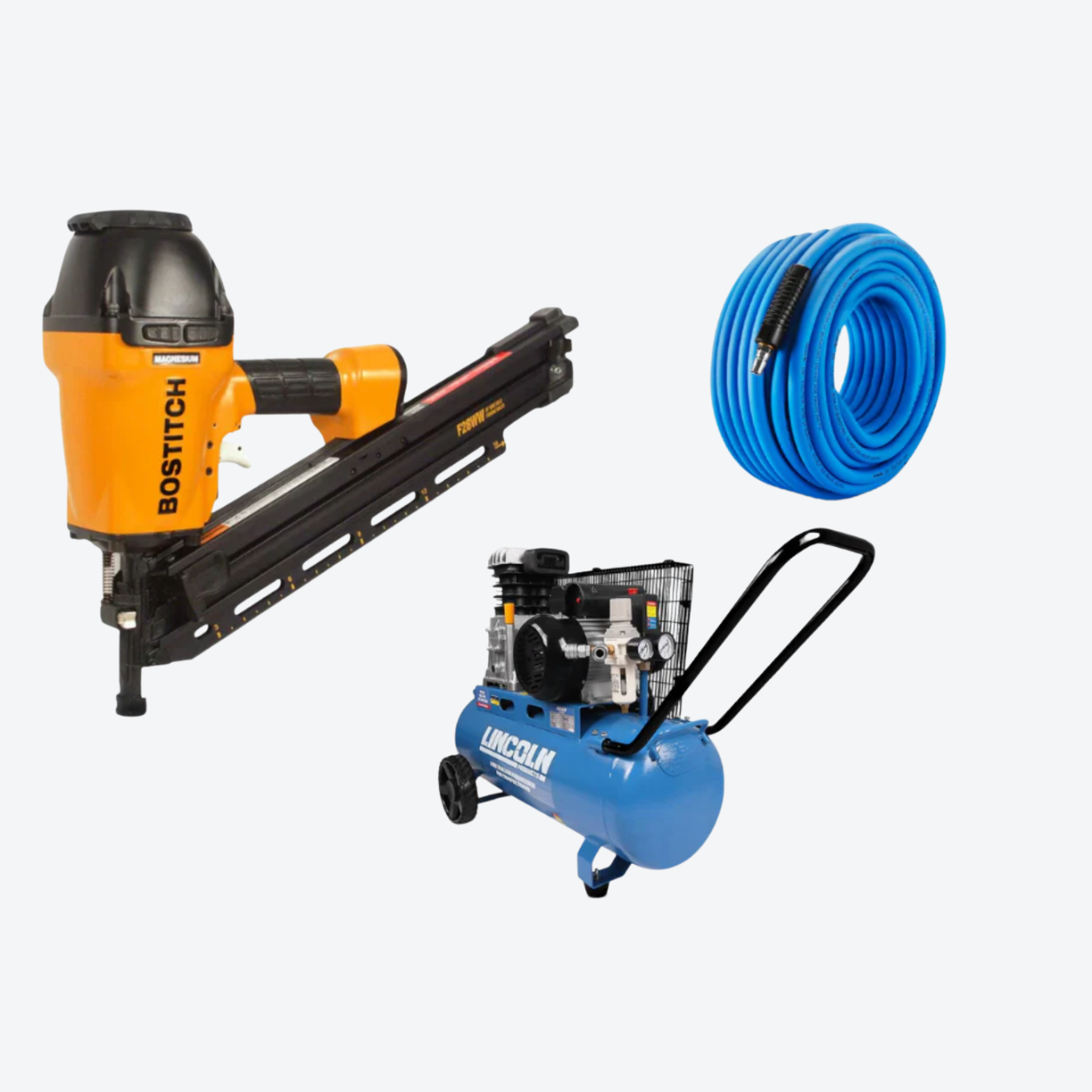 Framer Nail Gun w/30m Hose & Air Compressor